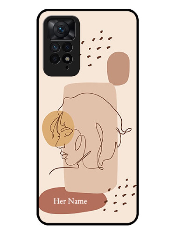 Custom Xiaomi Redmi Note 11 Pro 5G Photo Printing on Glass Case - Calm Woman line art Design