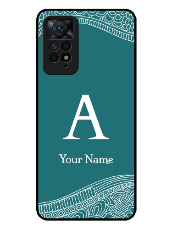 Custom Xiaomi Redmi Note 11 Pro 5G Personalized Glass Phone Case - line art pattern with custom name Design