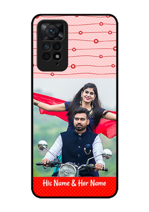 Redmi Note 11 Pro Plus 5G Personalized Glass Phone Case - Red Pattern Case Design