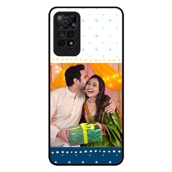 Redmi Note 11 Pro Plus 5G Personalized Glass Phone Case - White and Blue Abstract Design
