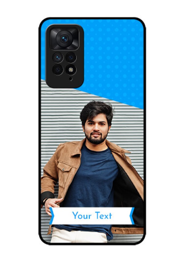 Redmi Note 11 Pro Plus 5G Photo Printing on Glass Case - Simple Blue Color Design