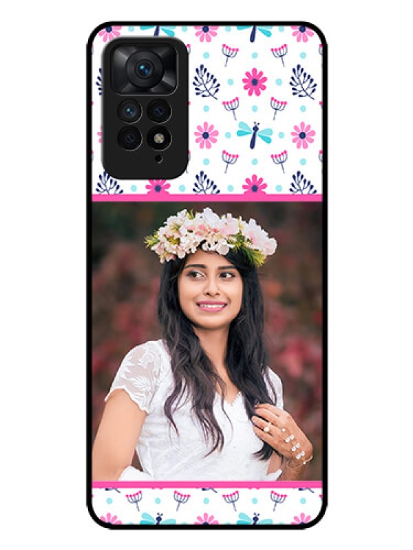 Custom Redmi Note 11 Pro Plus 5G Photo Printing on Glass Case - Colorful Flower Design