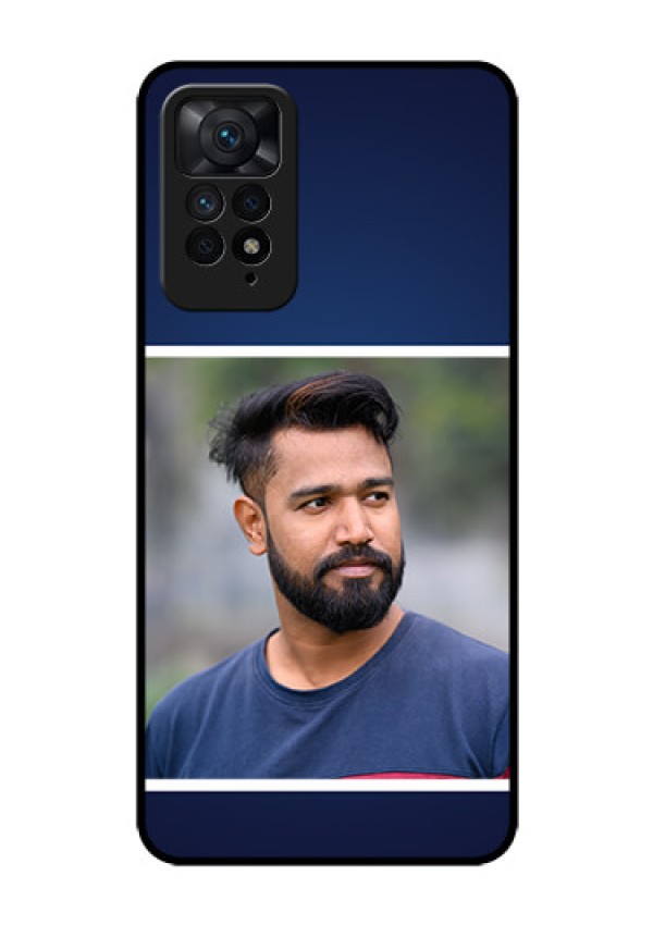 Redmi Note 11 Pro Plus 5G Personalized Glass Phone Case - Simple Royal Blue Design