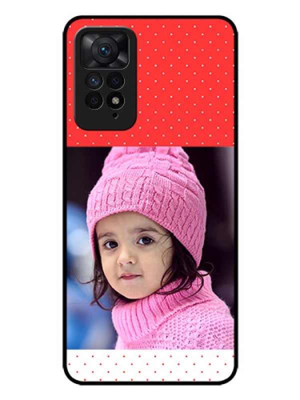 Custom Redmi Note 11 Pro Plus 5G Photo Printing on Glass Case - Red Pattern Design