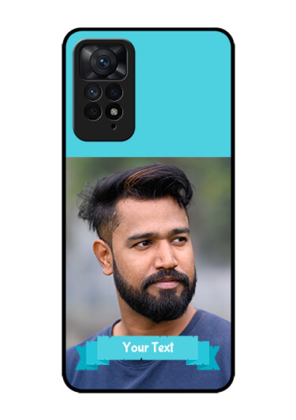 Redmi Note 11 Pro Plus 5G Personalized Glass Phone Case - Simple Blue Color Design