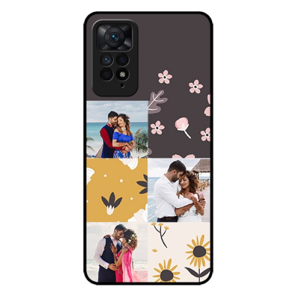 Redmi Note 11 Pro Plus 5G Photo Printing on Glass Case - 3 Images with Floral Design
