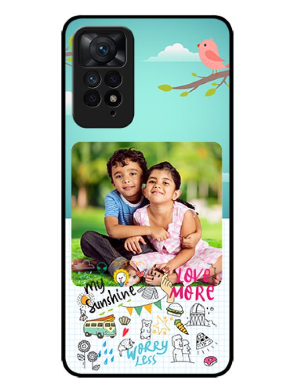 Custom Redmi Note 11 Pro Plus 5G Photo Printing on Glass Case - Doodle love Design