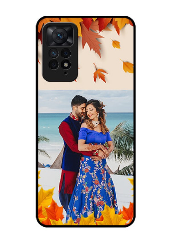 Redmi Note 11 Pro Plus 5G Photo Printing on Glass Case - Autumn Maple Leaves Design