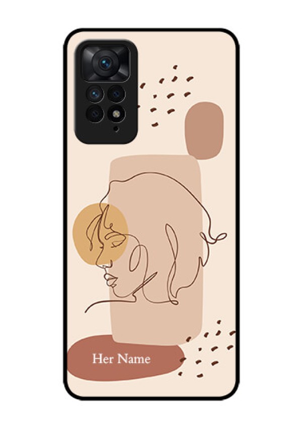 Xiaomi Redmi Note 11 Pro Plus 5G Photo Printing on Glass Case - Calm Woman line art Design