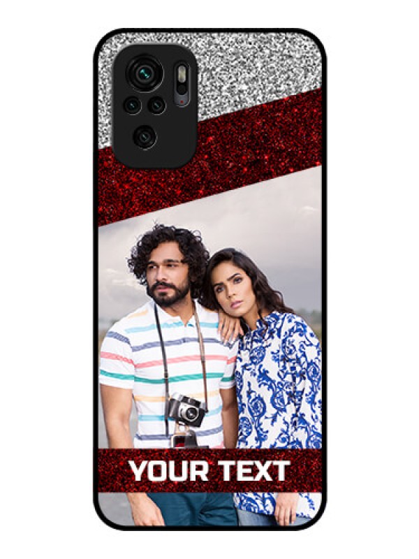 Custom Redmi Note 11 Se Personalized Glass Phone Case - Image Holder with Glitter Strip Design