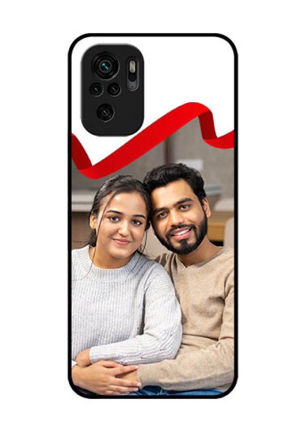 Redmi Note 11 Se Photo Printing on Glass Case - Red Ribbon Frame Design