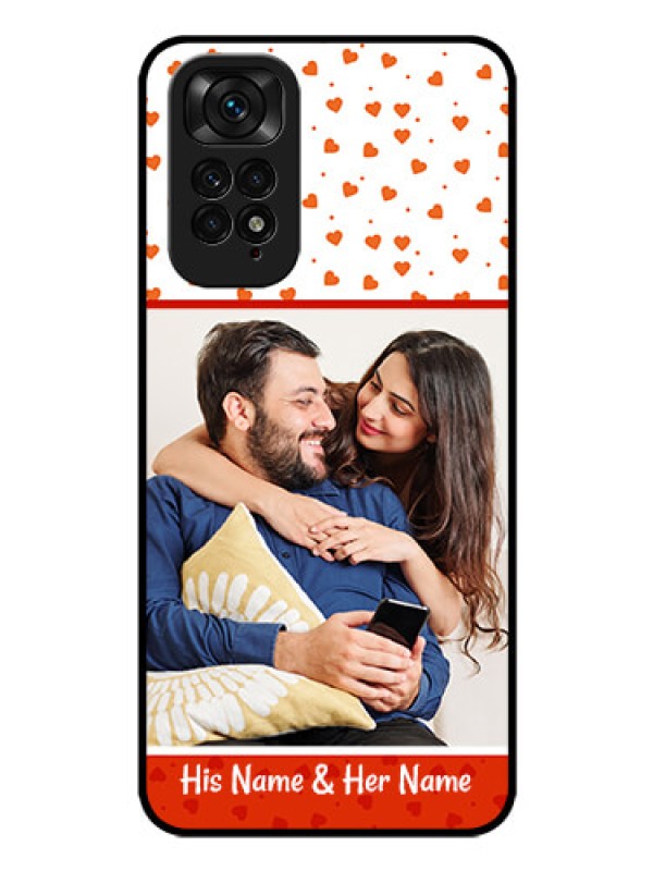Custom Redmi Note 11 Custom Glass Phone Case - Orange Love Symbol Design