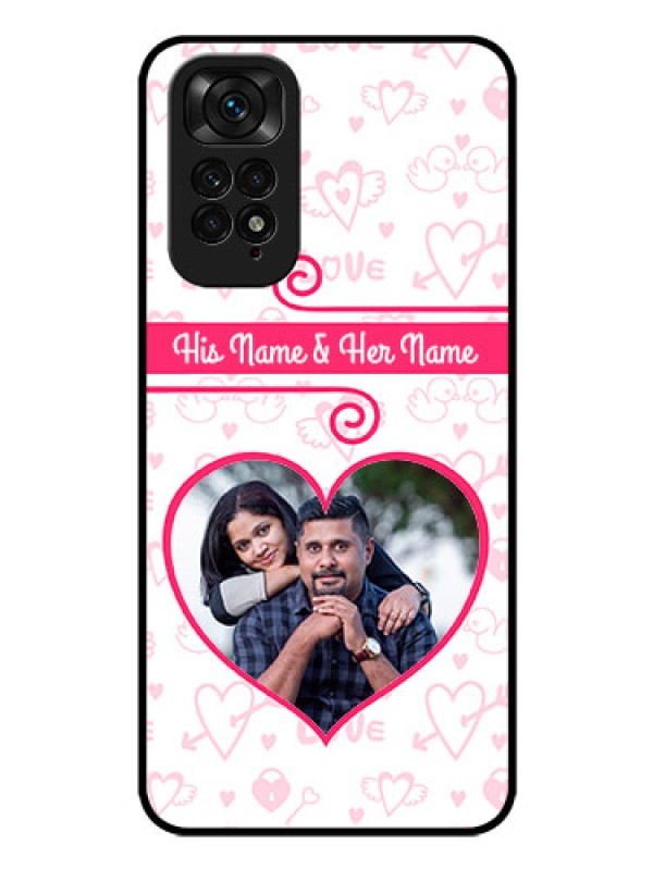 Custom Redmi Note 11 Personalized Glass Phone Case - Heart Shape Love Design