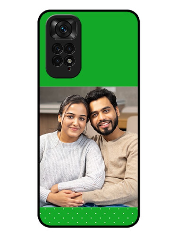 Custom Redmi Note 11 Personalized Glass Phone Case - Green Pattern Design
