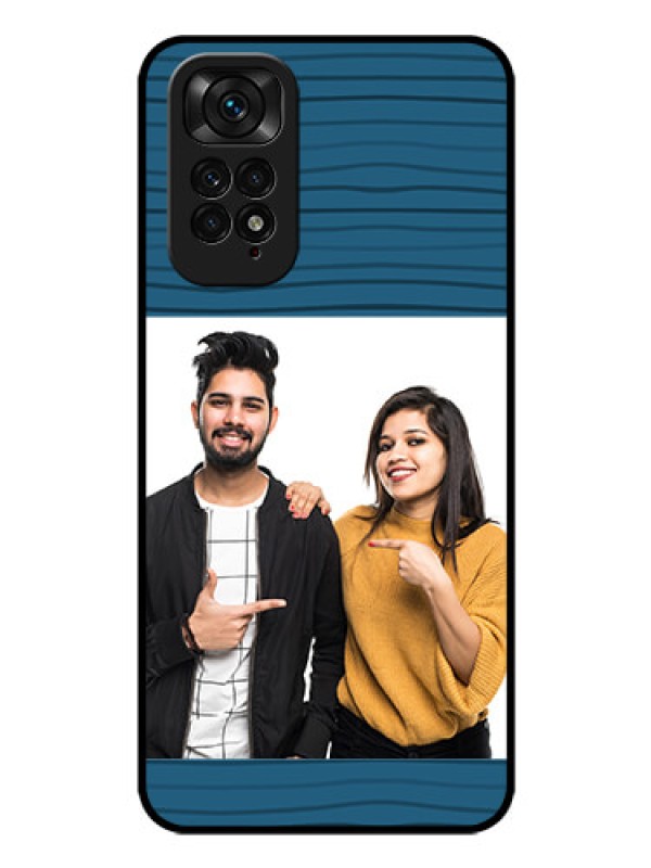 Custom Redmi Note 11 Custom Glass Phone Case - Blue Pattern Cover Design