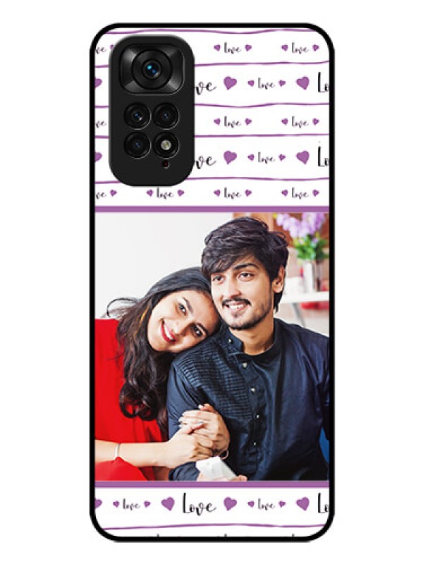 Custom Redmi Note 11 Custom Glass Mobile Case - Couples Heart Design