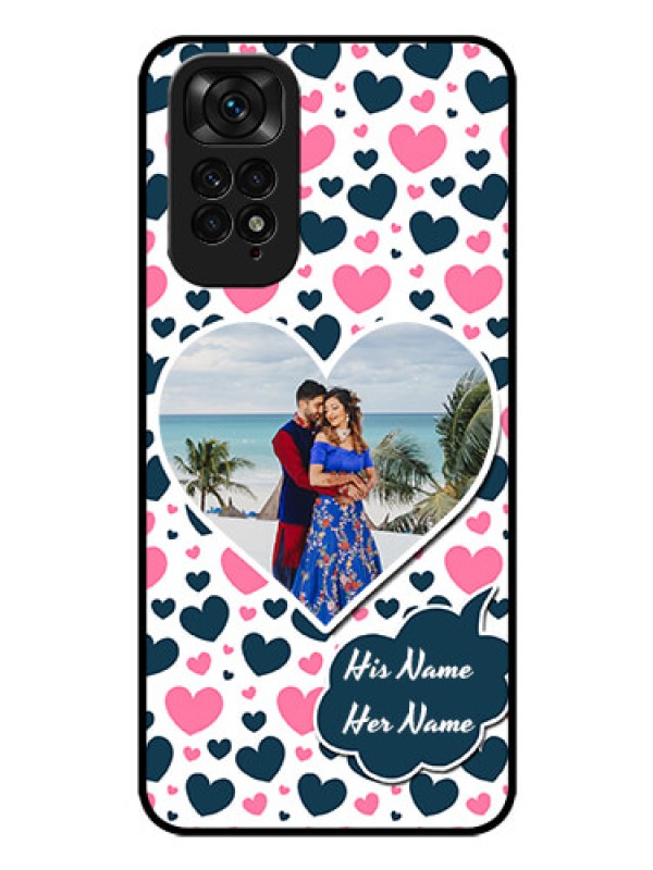 Custom Redmi Note 11 Custom Glass Phone Case - Pink & Blue Heart Design