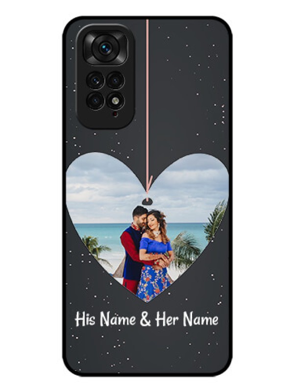 Custom Redmi Note 11 Custom Glass Phone Case - Hanging Heart Design