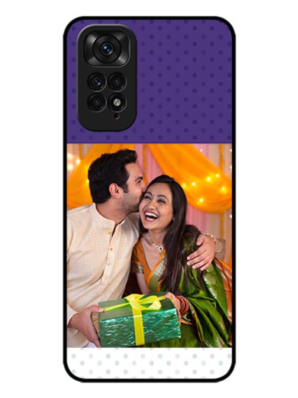 Custom Redmi Note 11 Personalized Glass Phone Case - Violet Pattern Design