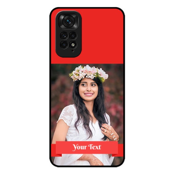 Redmi Note 11 Custom Glass Phone Case - Simple Red Color Design Redmi Note 11 Custom Glass Phone Case - Simple Red Color Design