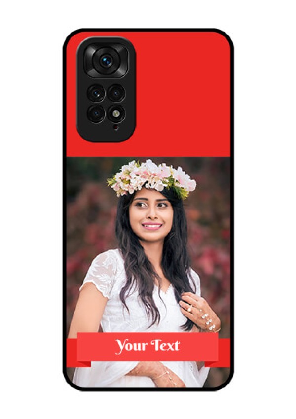 Redmi Note 11 Custom Glass Phone Case - Simple Red Color Design