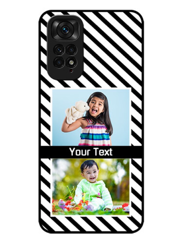 Custom Redmi Note 11 Photo Printing on Glass Case - Black And White Stripes Design