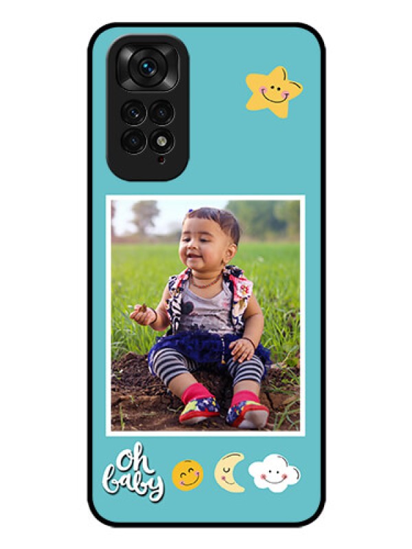 Custom Redmi Note 11 Personalized Glass Phone Case - Smiley Kids Stars Design