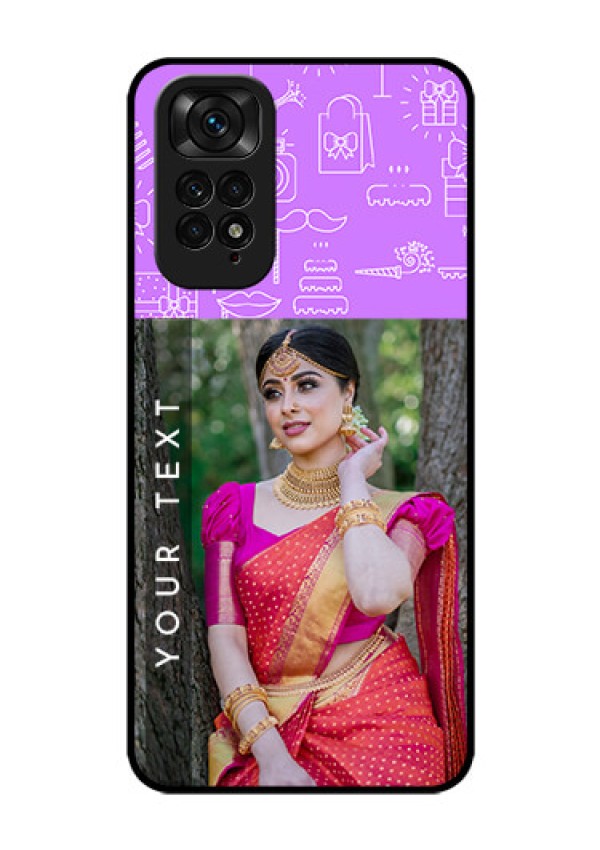 Redmi Note 11 Custom Glass Mobile Case - Birthday Icons Design