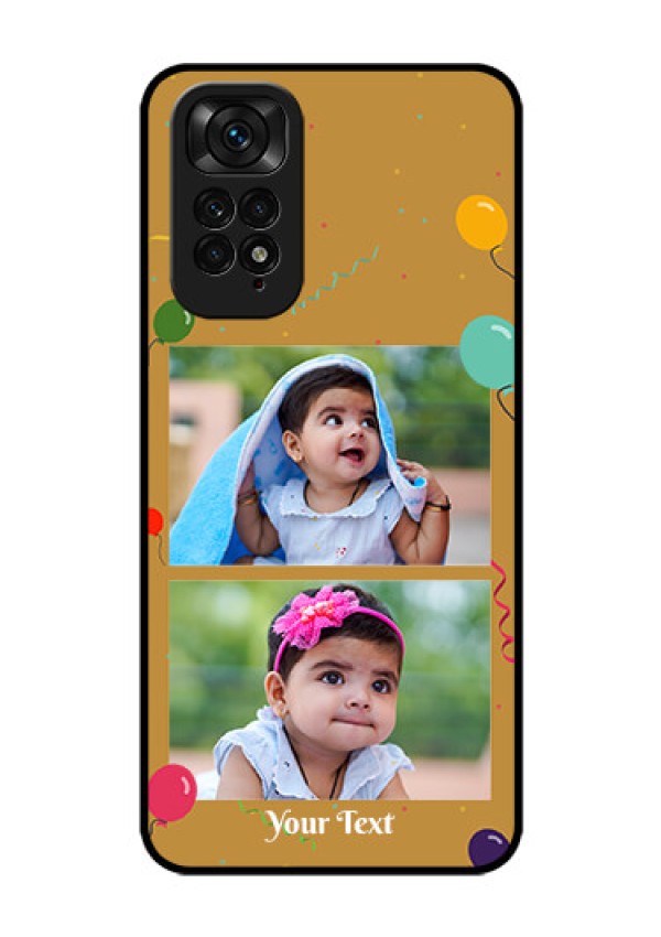 Redmi Note 11 Personalized Glass Phone Case - Image Holder with Birthday Celebrations Design