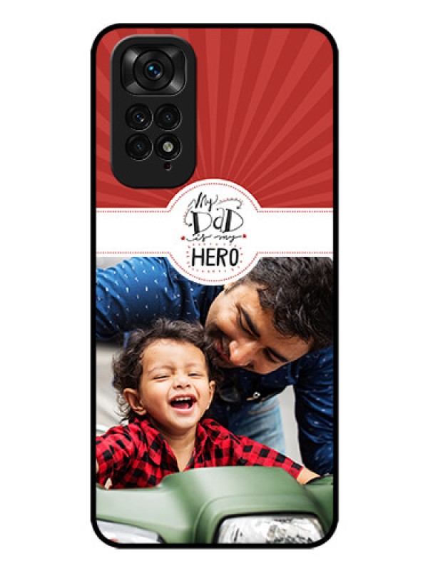 Custom Redmi Note 11 Photo Printing on Glass Case - My Dad Hero Design