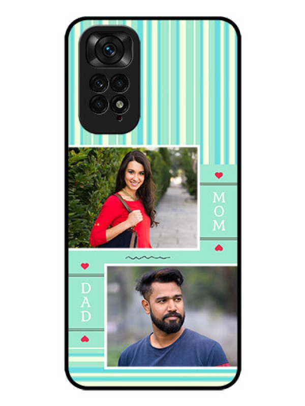 Custom Redmi Note 11 Custom Glass Phone Case - Mom & Dad Pic Design