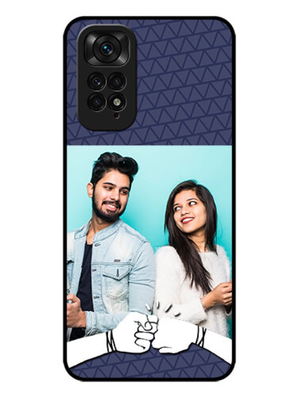 Custom Redmi Note 11 Photo Printing on Glass Case - with Best Friends Design