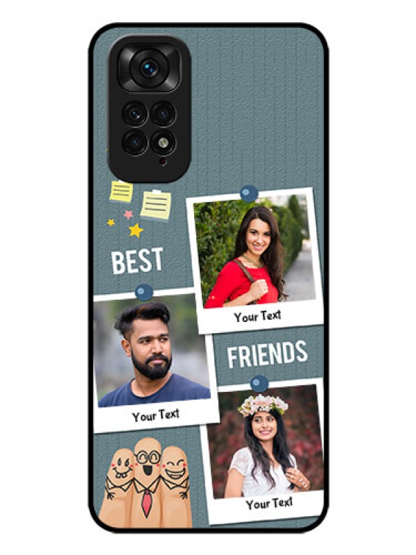 Custom Redmi Note 11 Personalized Glass Phone Case - Sticky Frames and Friendship Design