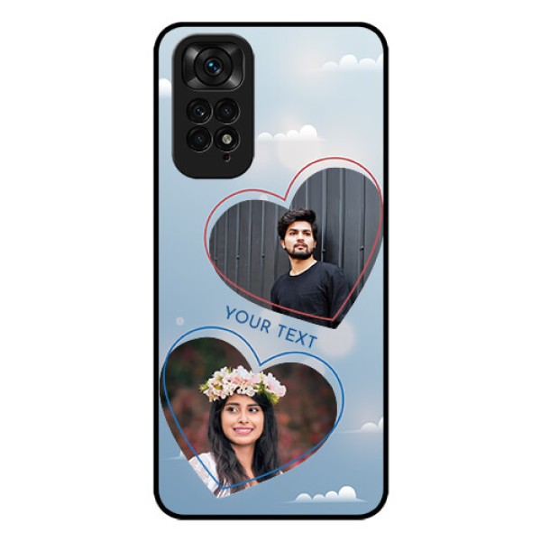 Redmi Note 11 Custom Glass Mobile Case - Blue Color Couple Design Redmi Note 11 Custom Glass Mobile Case - Blue Color Couple Design