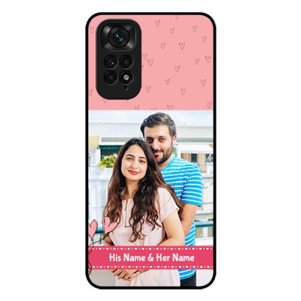 Redmi Note 11 Personalized Glass Phone Case - Love Design Peach Color Redmi Note 11 Personalized Glass Phone Case - Love Design Peach Color