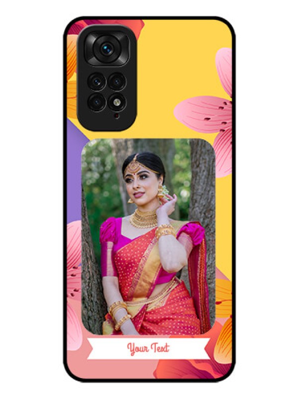 Custom Redmi Note 11 Custom Glass Mobile Case - 3 Image With Vintage Floral Design