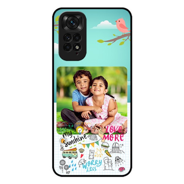 Redmi Note 11 Photo Printing on Glass Case - Doodle love Design