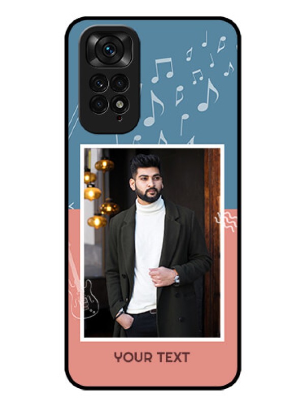 Custom Redmi Note 11 Photo Printing on Glass Case - with Color Musical Note Design