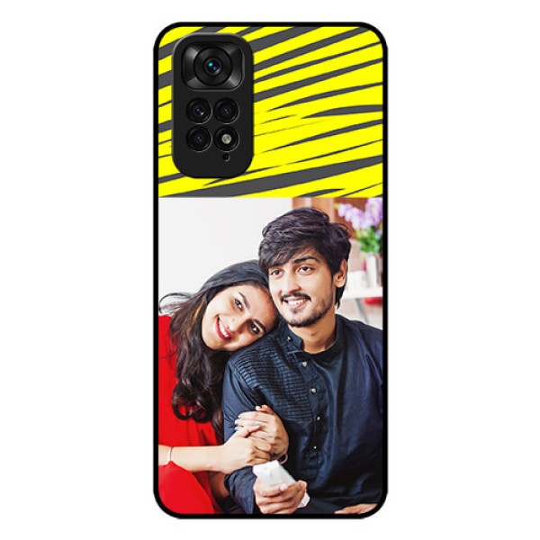 Redmi Note 11 Photo Printing on Glass Case - Yellow Abstract Design