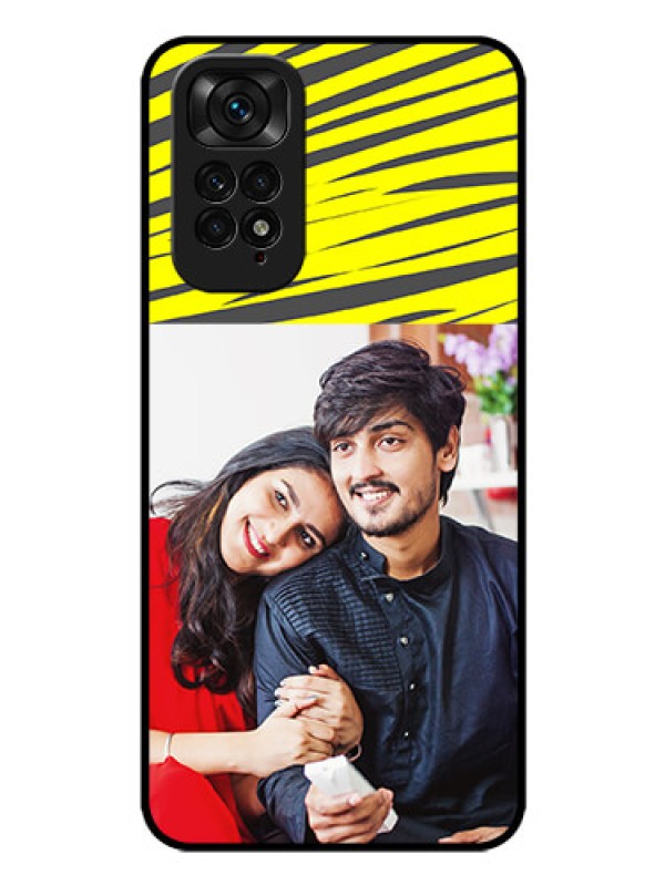 Custom Redmi Note 11 Photo Printing on Glass Case - Yellow Abstract Design
