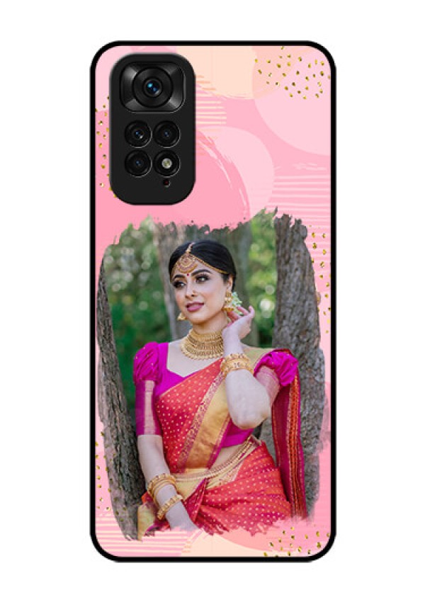 Redmi Note 11 Personalized Glass Phone Case - Gold Glitter Splash Design