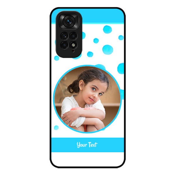 Redmi Note 11s Photo Printing on Glass Case - Blue Bubbles Pattern Design Redmi Note 11s Photo Printing on Glass Case - Blue Bubbles Pattern Design