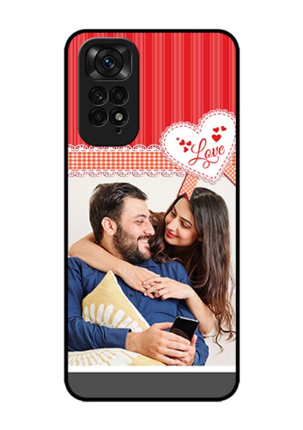 Redmi Note 11s Custom Glass Mobile Case - Red Love Pattern Design