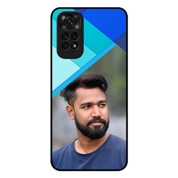 Redmi Note 11s Custom Glass Phone Case - Blue Pattern Design