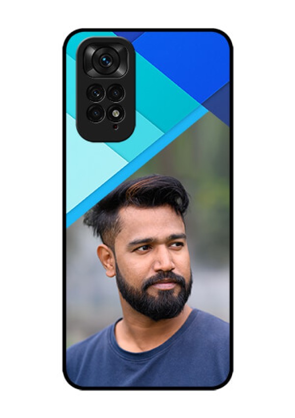 Redmi Note 11s Custom Glass Phone Case - Blue Pattern Design