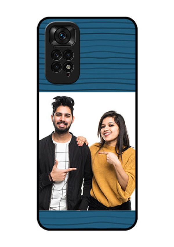 Redmi Note 11s Custom Glass Phone Case - Blue Pattern Cover Design