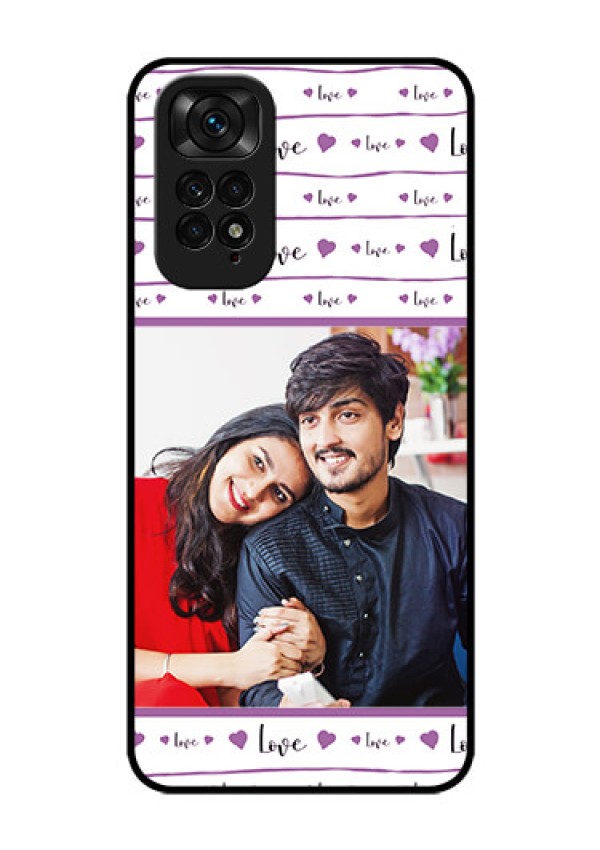 Redmi Note 11s Custom Glass Mobile Case - Couples Heart Design