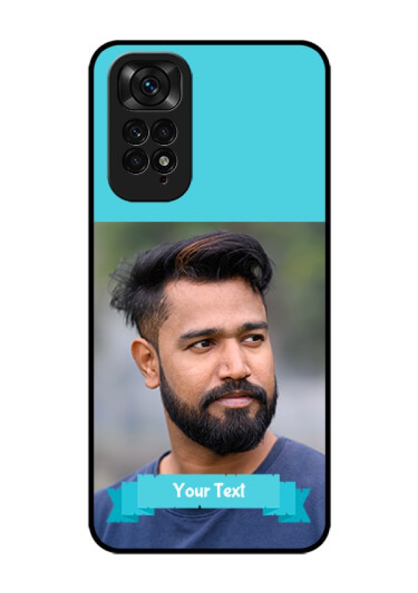 Redmi Note 11s Personalized Glass Phone Case - Simple Blue Color Design