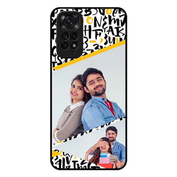 Redmi Note 11s Custom Glass Mobile Case - Letters Pattern Design