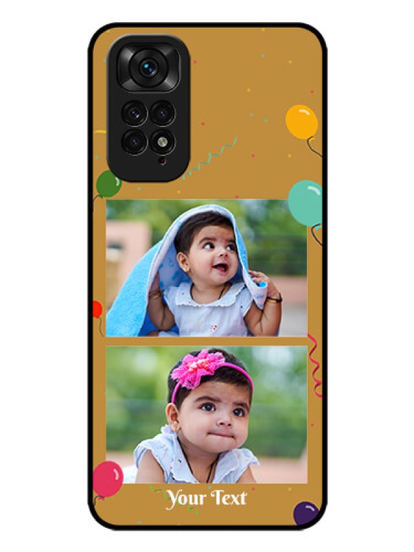 Custom Redmi Note 11s Personalized Glass Phone Case - Image Holder with Birthday Celebrations Design